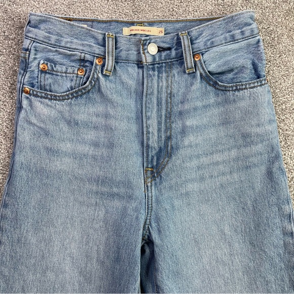 Levi’s Ribcage Wide Leg Jeans 25 High Rise Light Wash Denim - Picture 2 of 12